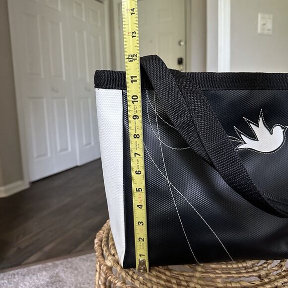 Holly Aiken Swallow Bird Bag large Shoulder tote Durable Black & White MSRP $168 - Picture 8 of 12
